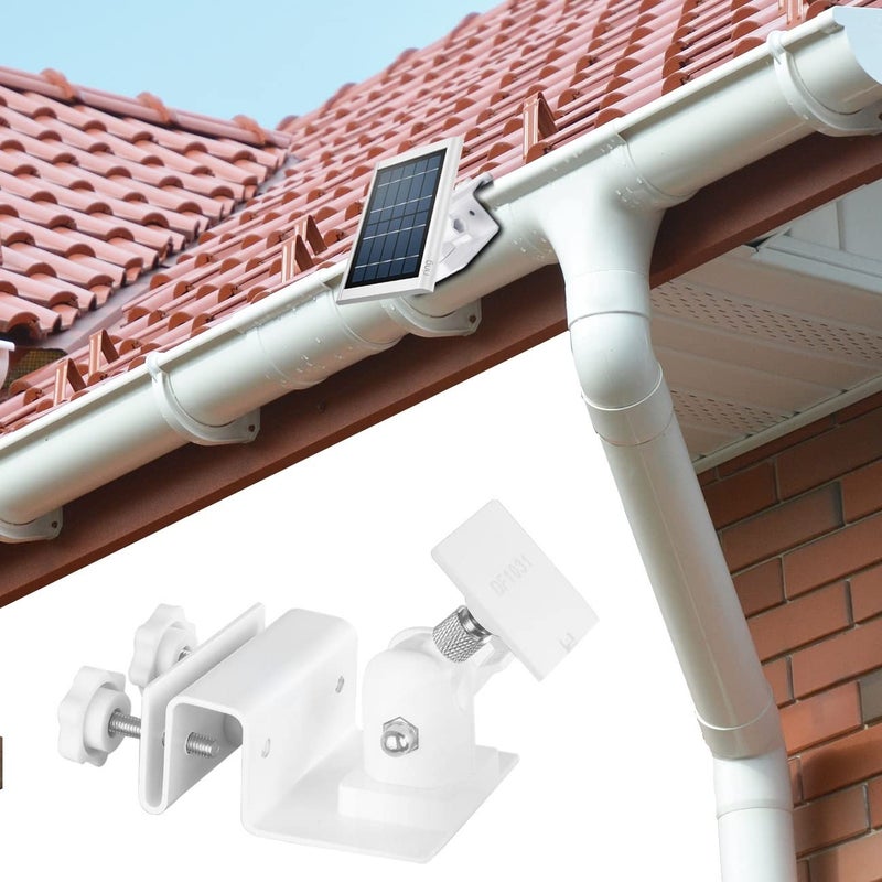 OkeMeeo Gutter Mount for Ring Solar Panel, No-Drill Solar Panel Mount for Arlo, Eufy, Reolink for Maximum Sunlight Exposure (White, 1Pack) - Image 1
